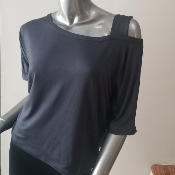 Black One Shoulder T-Shirt - with Free Gift - Picture 3 of 3